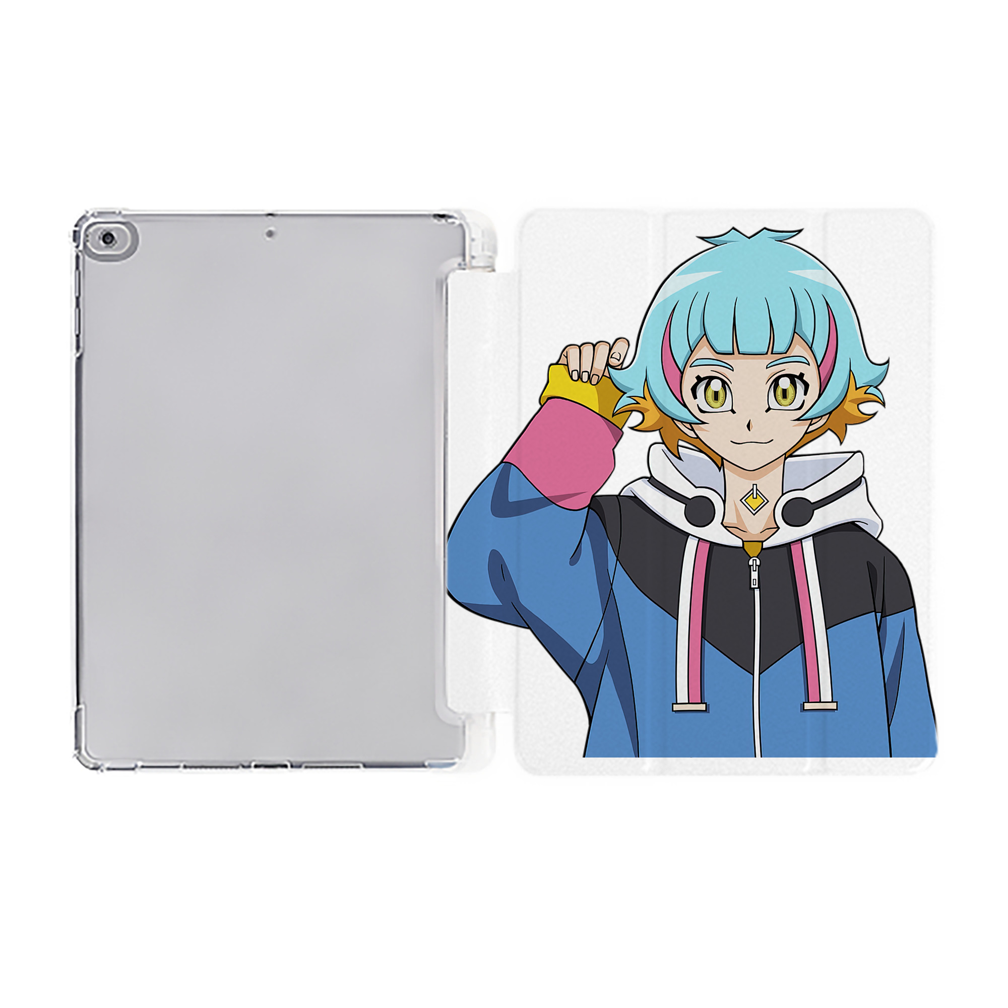 （画像用） 遊☆戯☆王 Yu-Gi-Oh! IPad ケース ペン収納付き 三つ折りスタンド PUレザー×シリコン 対応機種9.5/10.5/10.9インチ